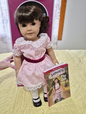 American Girl Samantha Doll in Light Pink Dress with Burgundy Sash